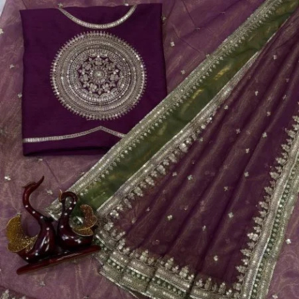 Janhvi Kapoor Soft NC Twill Embroidered Saree