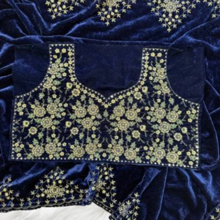 Janhvi Kapoor Velvet Embroidered Saree