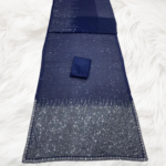 Navy Blue Georgette Saree with Heavy Work