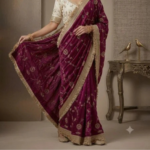 Maroon Pure Fandy Satin Saree with Premium Lace Border Finish
