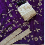Purple Pure Fandy Satin Saree with Premium Lace Border Finish