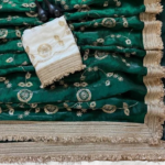 Green Pure Fandy Satin Saree with Premium Lace Border Finish