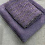 Lavendar Designer Crush Saree with Kharadana Work Blouse