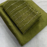 Green Designer Crush Saree with Kharadana Work Blouse