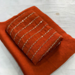 Orange Designer Crush Saree with Kharadana Work Blouse