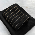Black Designer Crush Saree with Kharadana Work Blouse