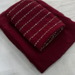Mehroon Designer Crush Saree with Kharadana Work Blouse