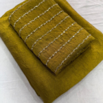 Green Designer Crush Saree with Kharadana Work Blouse