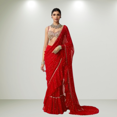 Glamorous Bollywood-inspired crush pleated saree Glamorous Bollywood-inspired crush pleated saree