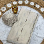 Ivory Space Silk Stone Work Saree