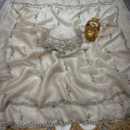 Ivory Space Silk Stone Work Saree