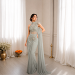 Ready-to-Wear Crepe Silk Saree with Sequins Embroidery