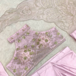 Pink Ready-to-Wear Crepe Silk Saree with Sequins Embroidery