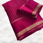 Premium Viscose Saree with Gold Zari Checks