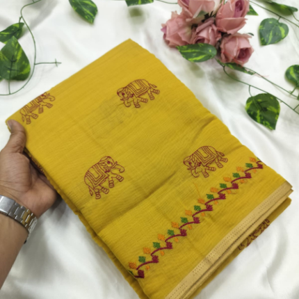 yellow cotton saree