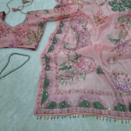 Pink Tabby Silk Designer Saree