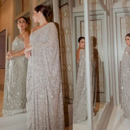 Celebrity Style Georgette Sequin Saree | House of Veylira