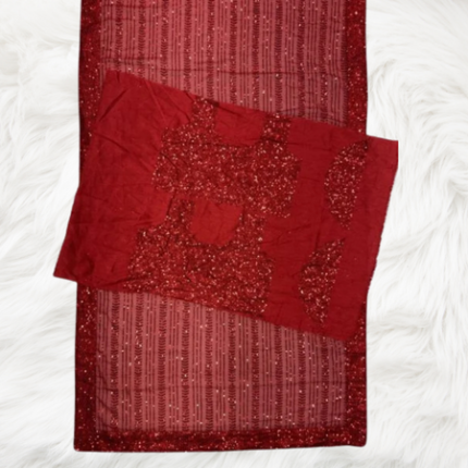 Red Faux Georgette Designer Saree