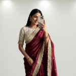 Sleek Maroon Space Silk Embroidered Saree