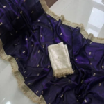 Purple Space Silk Embroidered Saree