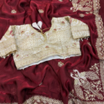 Maroon Space Satin Saree with Sequins Embroidery
