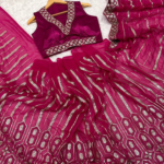 Pink Georgette Saree with Sequins & Dori Work