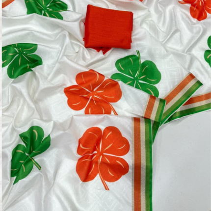 Independence Day Tiranga Art Silk Saree