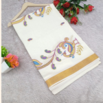 Onam Special Kerala Cotton Peacock Embroidery Saree