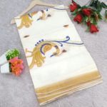 Onam Special Kerala Cotton Peacock Embroidery Saree