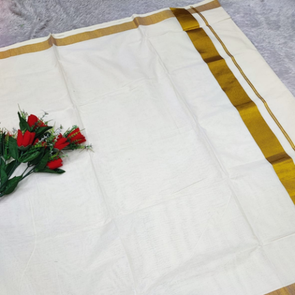 Onam Special Kerala Cotton Saree with Gold Zari Border