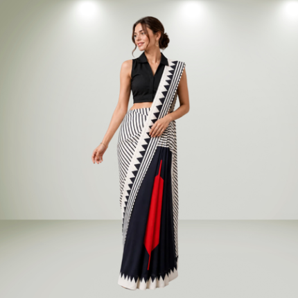 black and red ready to wear saree
