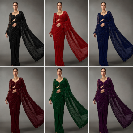 Georgette Saree with Heavy Sequin Embroidery