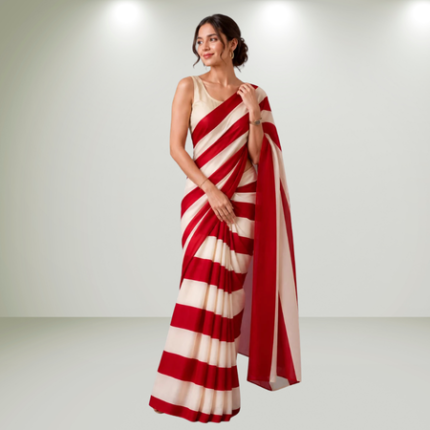 red folka dot ready to wear saree