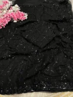 Premium Black Butterfly Net Designer Saree with Sequins Embroidery Show more lines