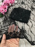 Premium Black Butterfly Net Designer Saree with Sequins Embroidery Show more lines