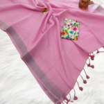 Baby Pink Soft Linen Saree with Digital Work Blouse