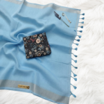 Powder Blue Soft Linen Saree with Digital Work Blouse