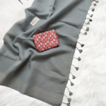Grey Soft Linen Saree with Digital Work Blouse