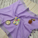 Lavender Soft Linen Saree with Digital Work Blouse