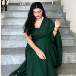 Mehndi Colour Rangoli Satin Crush Saree With Heavy Work Blouse