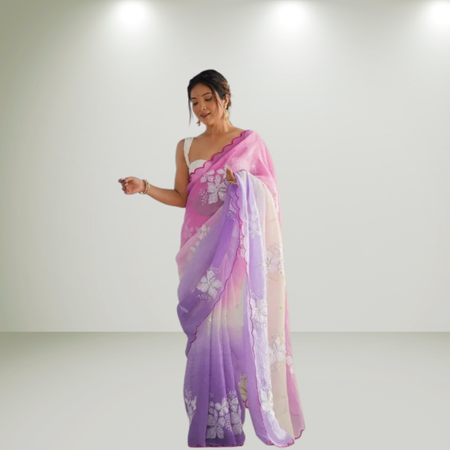 Crush Silk Saree with Sequin Embroider