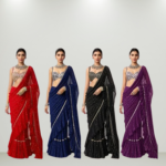 Glamorous Bollywood-inspired crush pleated saree