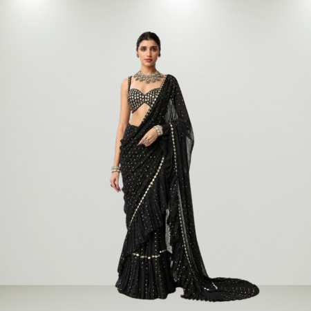 Glamorous Bollywood-inspired crush pleated saree