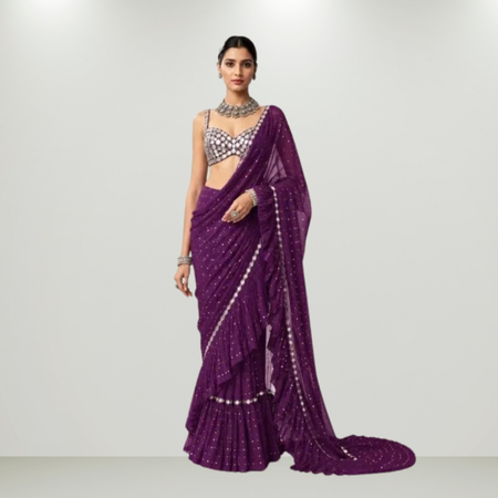 Glamorous Bollywood-inspired crush pleated saree