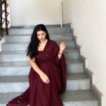 Mehroon Designer Crush Saree with Kharadana Work Blouse
