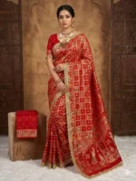 Red Dola Viscose Meena Ghungroo Saree