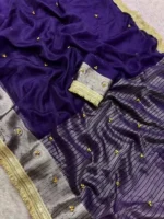 Purple Organza Silk Ghungroo Saree with Lace Work