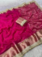 Pink Organza Silk Ghungroo Saree with Lace Work